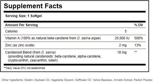 Solgar Oceanic Beta Carotene Ingredients